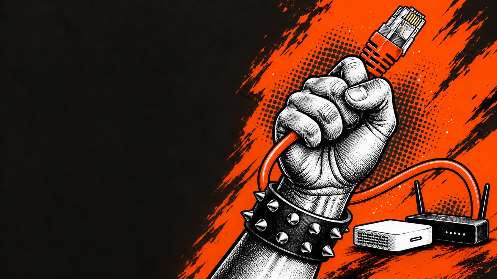 WE WILL ROUTE YOU – Rockfist mit Netzwerkkabel